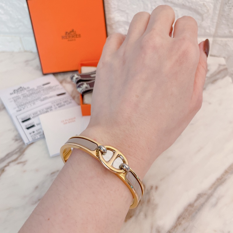 專櫃正品有購買證明✨ Hermes 愛馬仕MINI CLIC CHAINE D'ANCRE手環/奶茶玫瑰金-6
