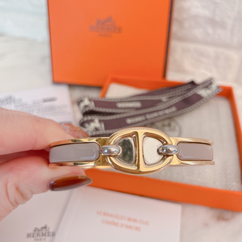 專櫃正品有購買證明✨ Hermes 愛馬仕MINI CLIC CHAINE D'ANCRE手環/奶茶玫瑰金-7