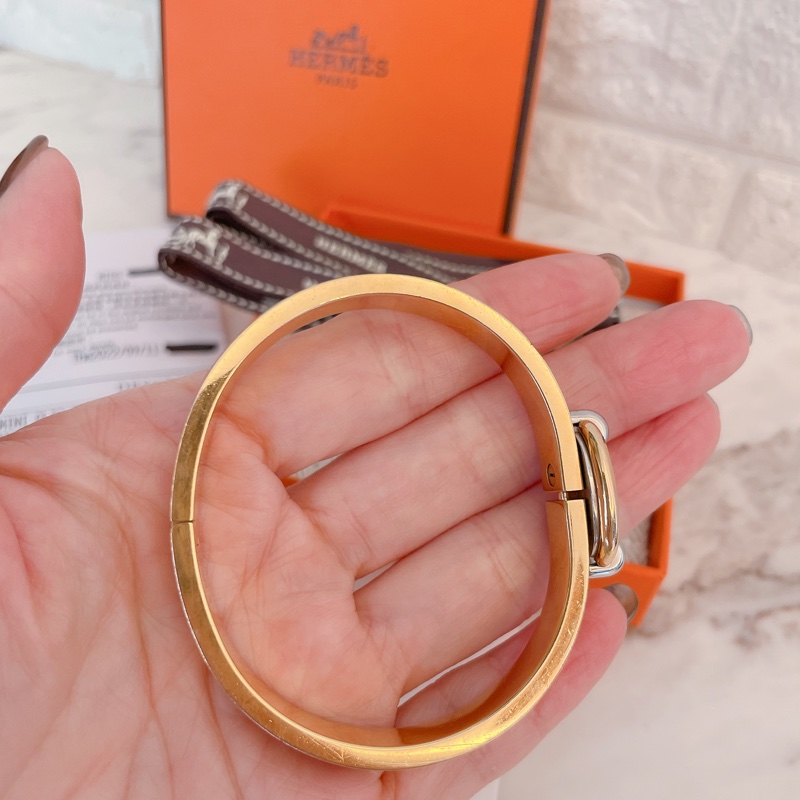 專櫃正品有購買證明✨ Hermes 愛馬仕MINI CLIC CHAINE D'ANCRE手環/奶茶玫瑰金-9
