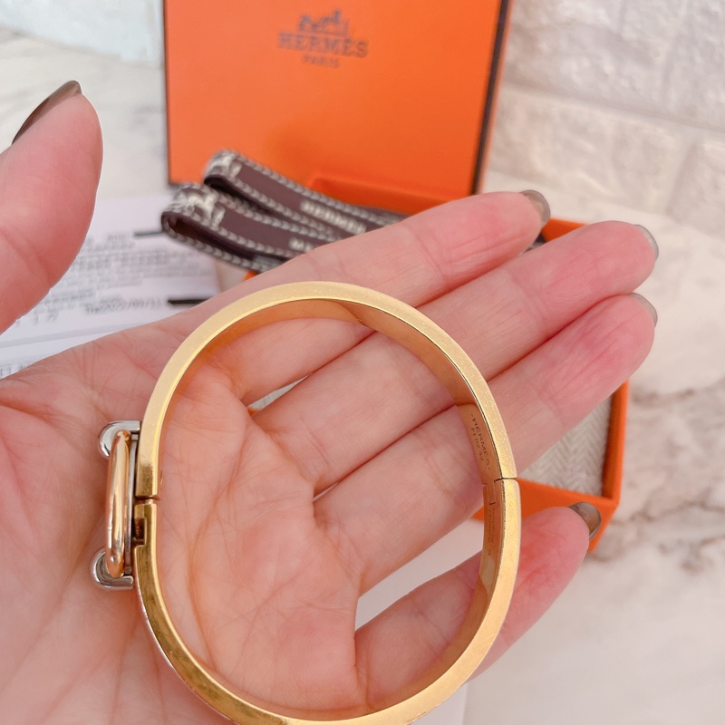 專櫃正品有購買證明✨ Hermes 愛馬仕MINI CLIC CHAINE D'ANCRE手環/奶茶玫瑰金-10