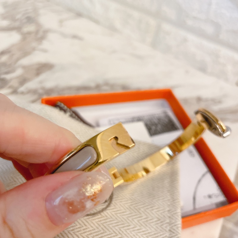專櫃正品附購買證明影本✨ Hermes 愛馬仕MINI CLIC CHAINE D'ANCRE手環/奶茶玫瑰金-17