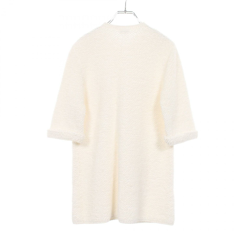 香奈兒 (CHANEL) CC Logo 紐帶斜紋軟呢束腰襯衫 P60433K46076 純棉 白色 #38 二手 女款-1