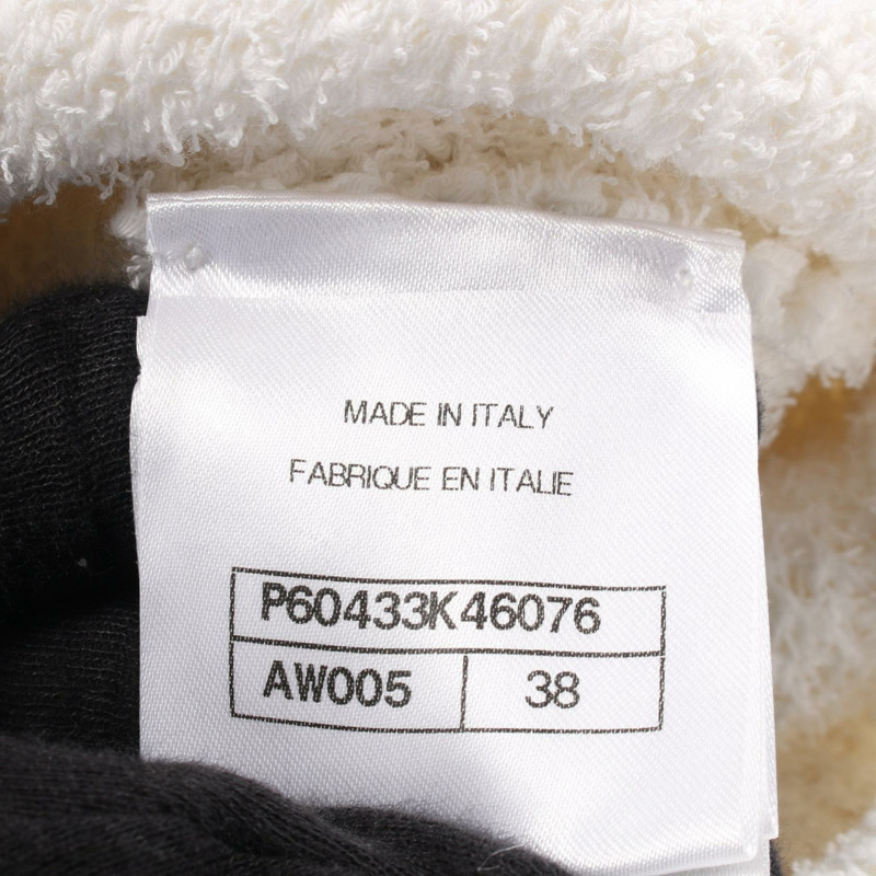 香奈兒 (CHANEL) CC Logo 紐帶斜紋軟呢束腰襯衫 P60433K46076 純棉 白色 #38 二手 女款-3