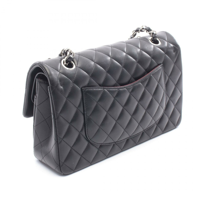 香奈兒 (CHANEL) Matelasse 雙蓋鏈條肩背包,羊皮材質,黑色,SHW 五金配件,二手女士 CC-1