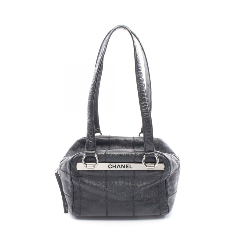 香奈兒巧克力棒肩包 A26135 黑色皮革二手女士-0