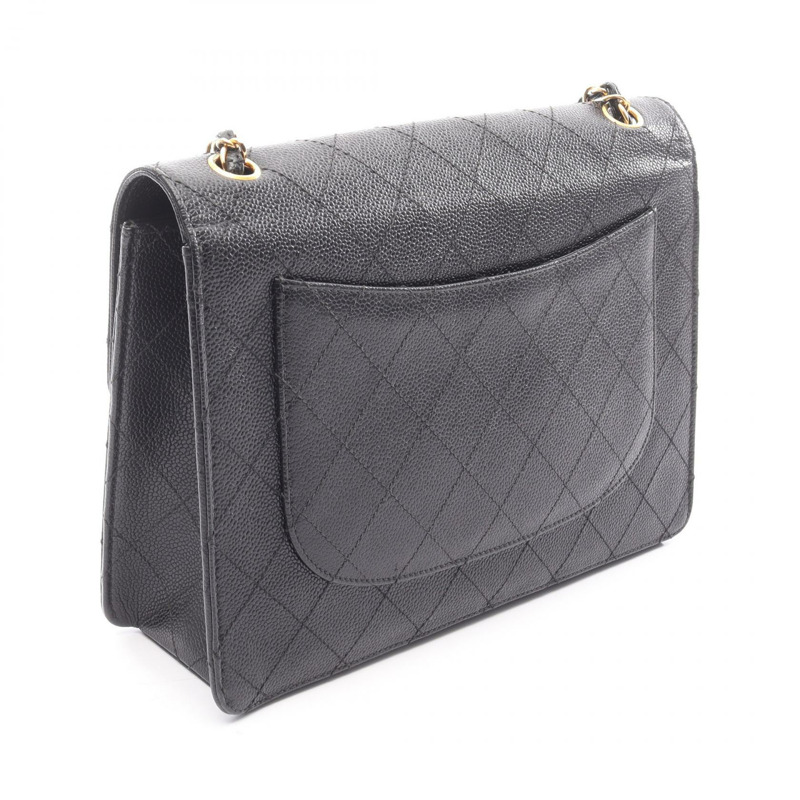 香奈兒 (CHANEL) Matelasse 斜挎鏈條包，黑色小牛皮，金色五金，二手女士 CC-1