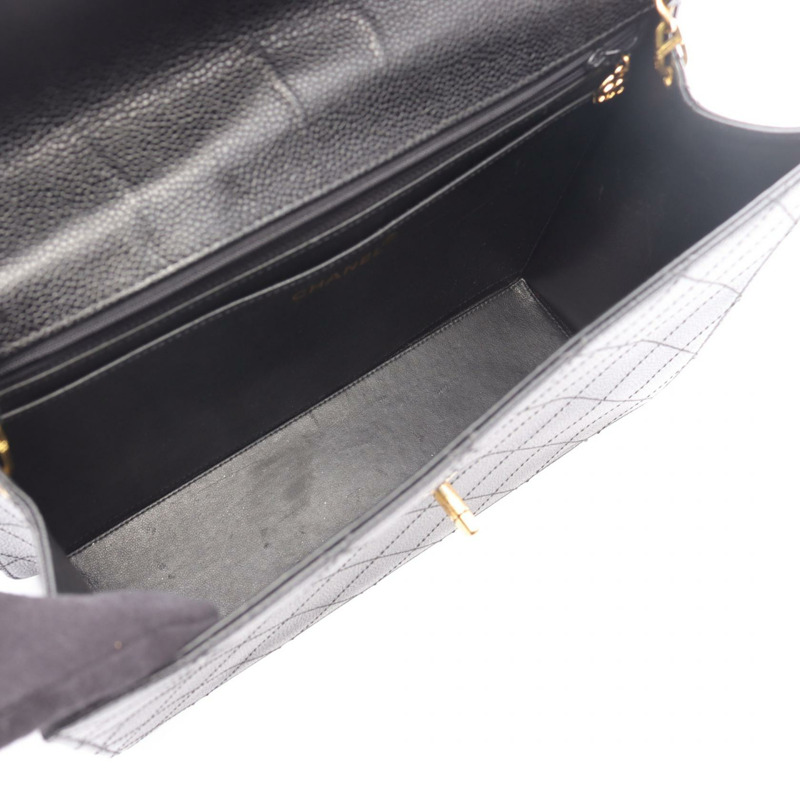 香奈兒 (CHANEL) Matelasse 斜挎鏈條包，黑色小牛皮，金色五金，二手女士 CC-2