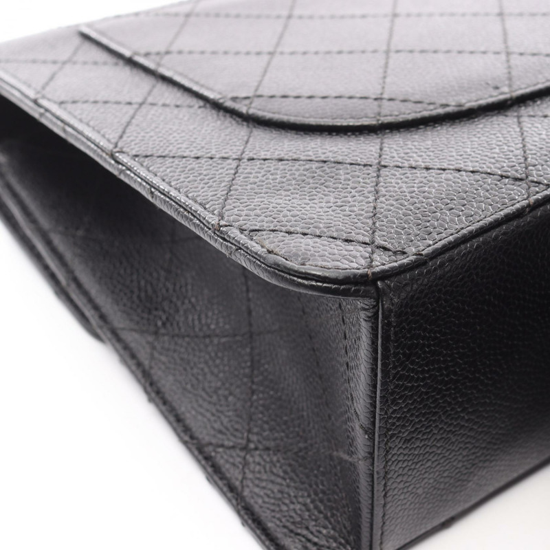 香奈兒 (CHANEL) Matelasse 斜挎鏈條包，黑色小牛皮，金色五金，二手女士 CC-11