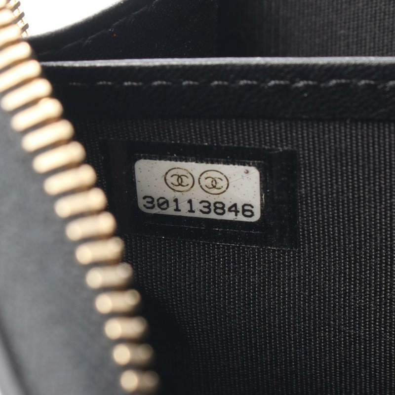 香奈兒經典長拉鍊絎縫皮夾 AP1594 黑色漆皮-4