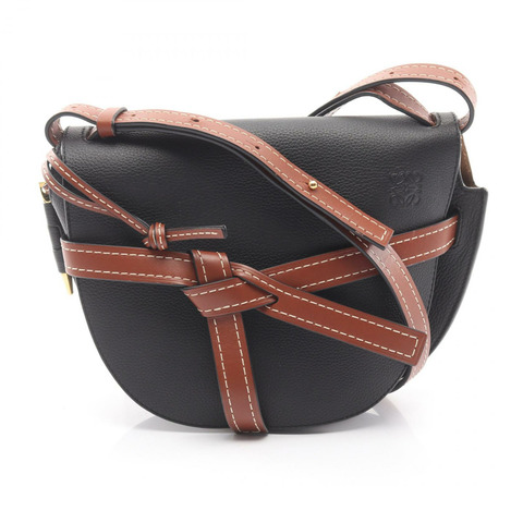 LOEWE Gate 小斜背包 321.12.T20 皮革 黑色 棕色 二手
