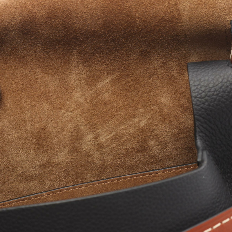 LOEWE Gate 小斜背包 321.12.T20 皮革 黑色 棕色 二手-5