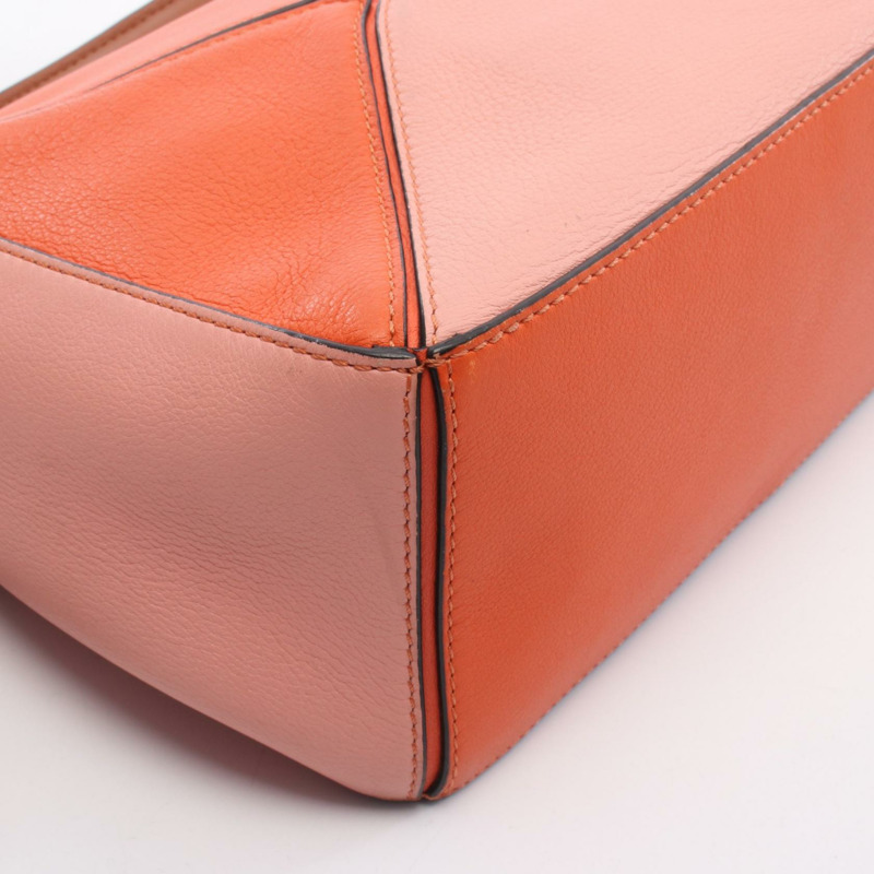 LOEWE Puzzle 小號 2Way 單肩手提包，皮革材質，橙粉色，二手，女士款，Anagram 圖案-10