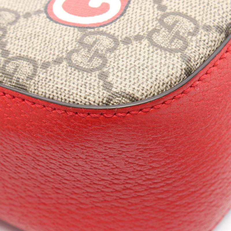 GUCCI GG Supreme 肩挎包 蘋果綠 574886 帆布皮革 米色 紅色-4