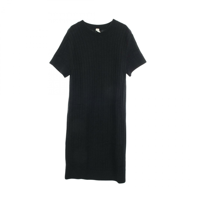 愛馬仕 H 圖案連身裙，短袖，#38 3E2515DB，羊毛材質，黑色，二手女款-0