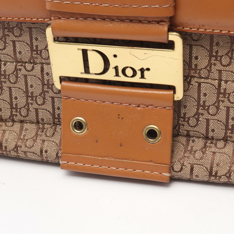 Christian Dior Street Chic Trotter 單肩手提包，帆布皮革，米色，二手-4