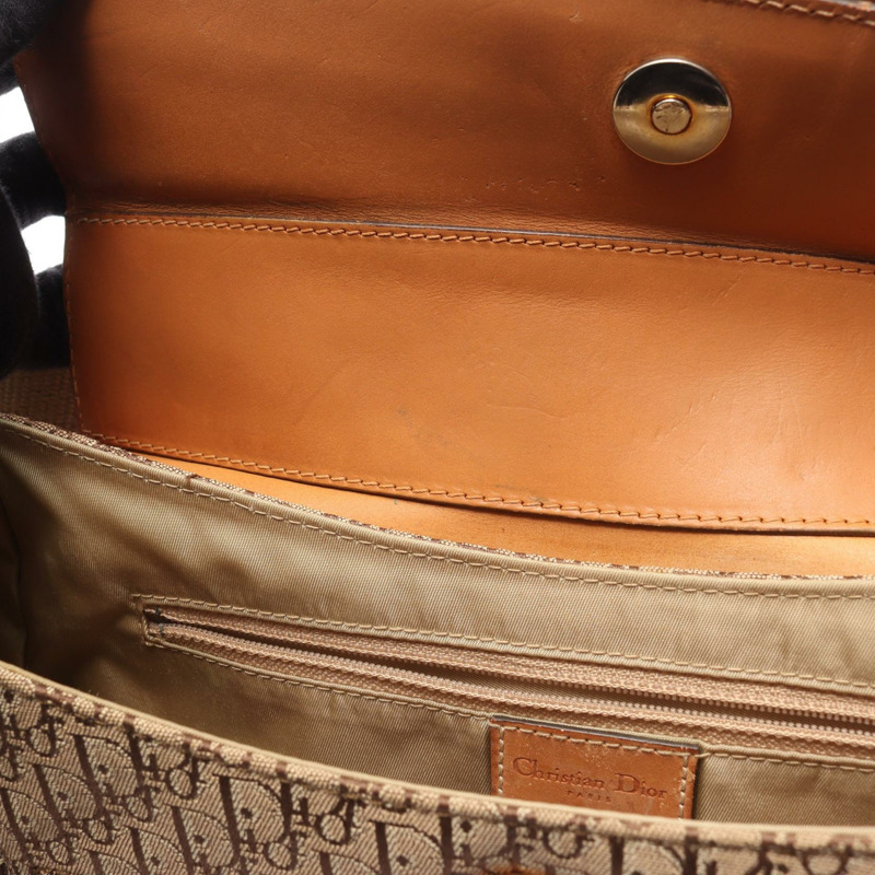 Christian Dior Street Chic Trotter 單肩手提包，帆布皮革，米色，二手-7
