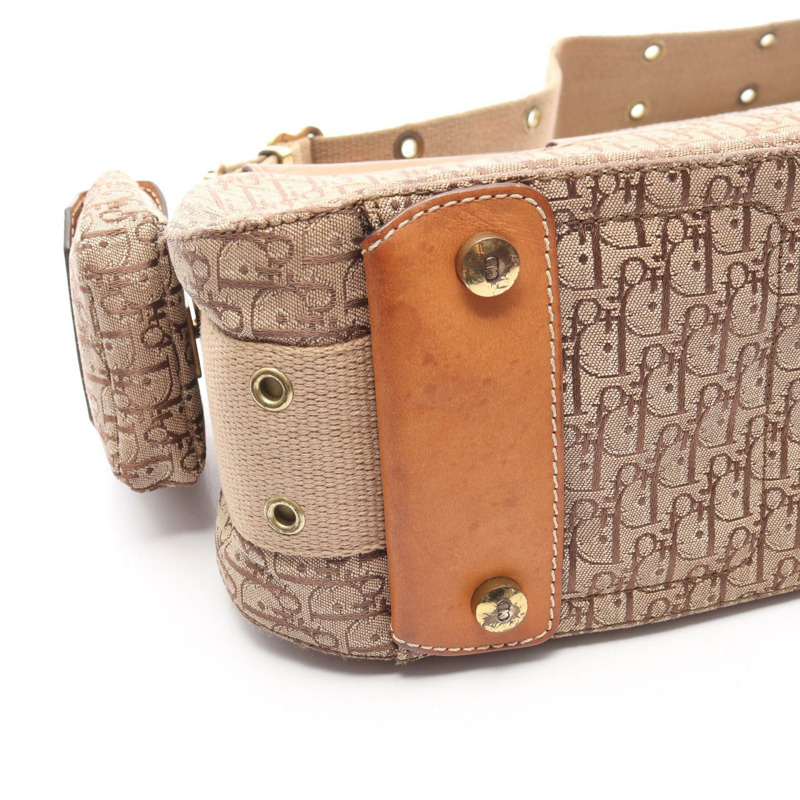 Christian Dior Street Chic Trotter 單肩手提包，帆布皮革，米色，二手-11