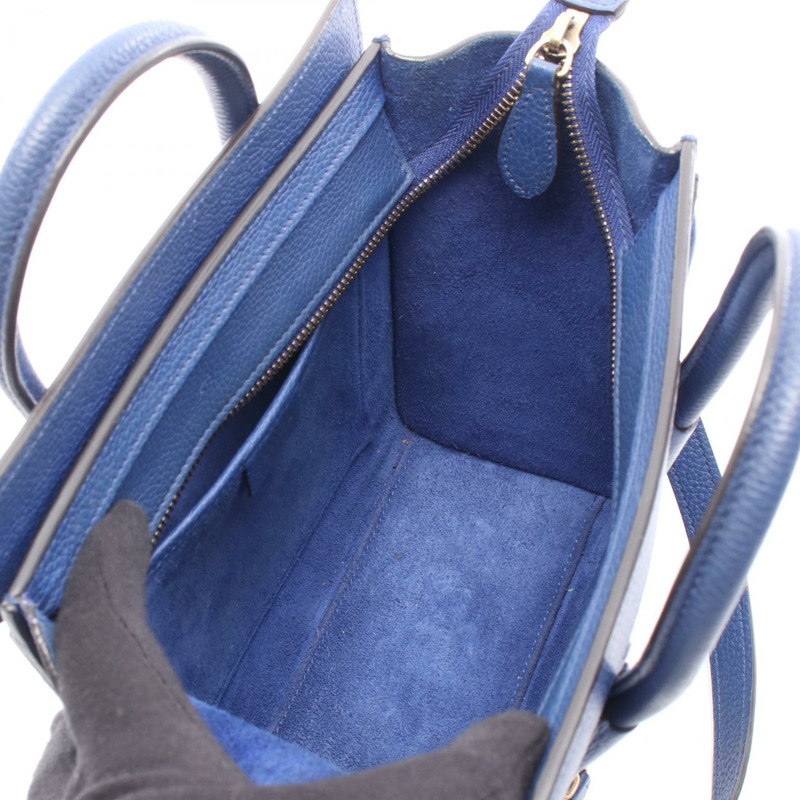 CELINE Luggage Nano Shopper 單肩斜背包 皮革 藍色 二手 女士-2