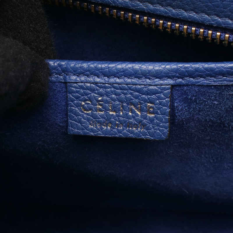 CELINE Luggage Nano Shopper 單肩斜背包 皮革 藍色 二手 女士-3