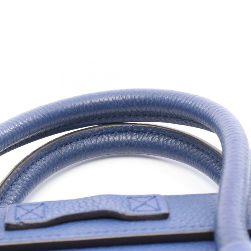 CELINE Luggage Nano Shopper 單肩斜背包 皮革 藍色 二手 女士-7