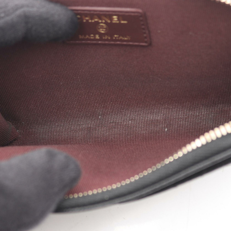 香奈兒 (CHANEL) Matelasse 零錢包 小牛皮 黑色 二手 女士 CC-5