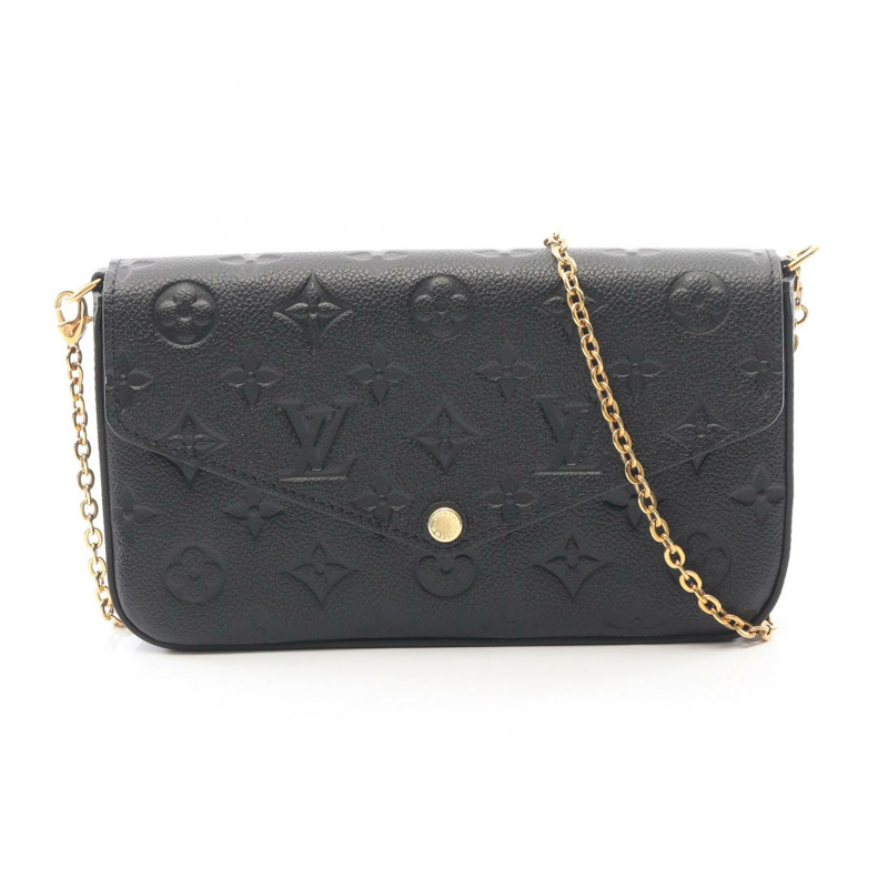 路易威登 Pochette Felicie 鏈條斜背包 M64064 皮革 黑色-0