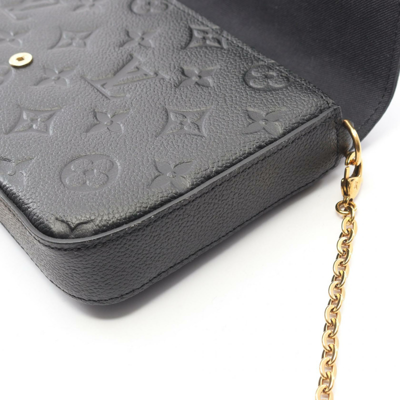 路易威登 Pochette Felicie 鏈條斜背包 M64064 皮革 黑色-7