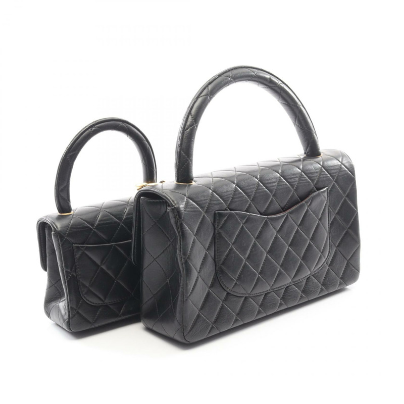 香奈兒 (CHANEL) Matelasse 母子款手提包,羊皮材質,黑色,金色五金,二手,女士,CC Logo Coco-1