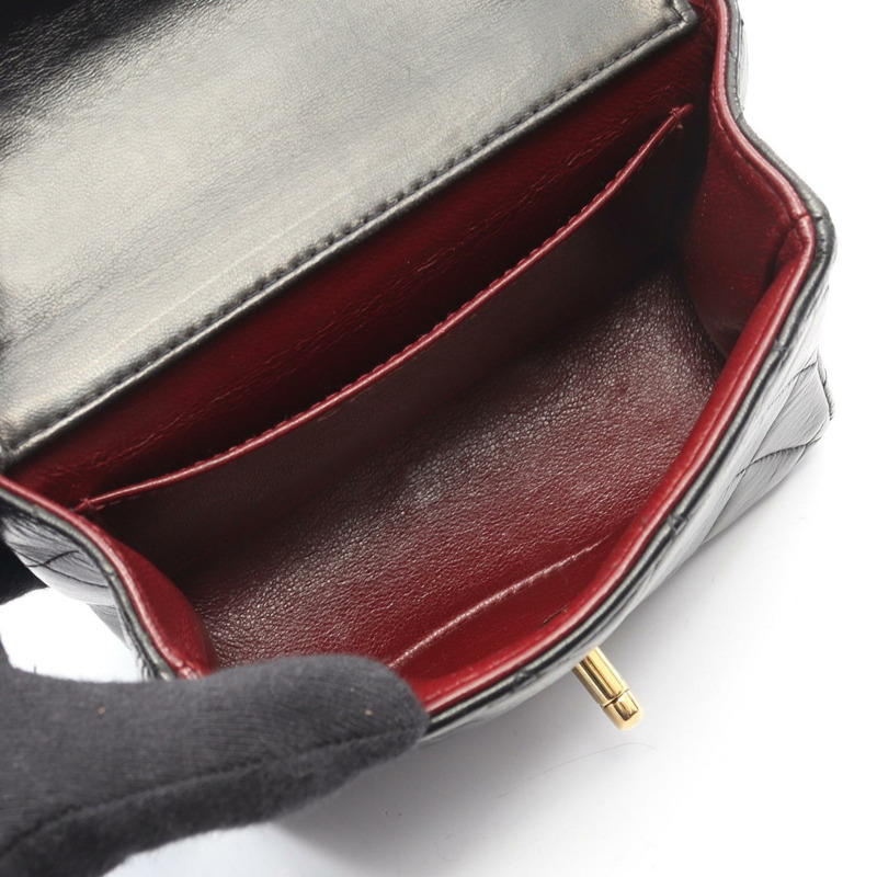 香奈兒 (CHANEL) Matelasse 母子款手提包,羊皮材質,黑色,金色五金,二手,女士,CC Logo Coco-3