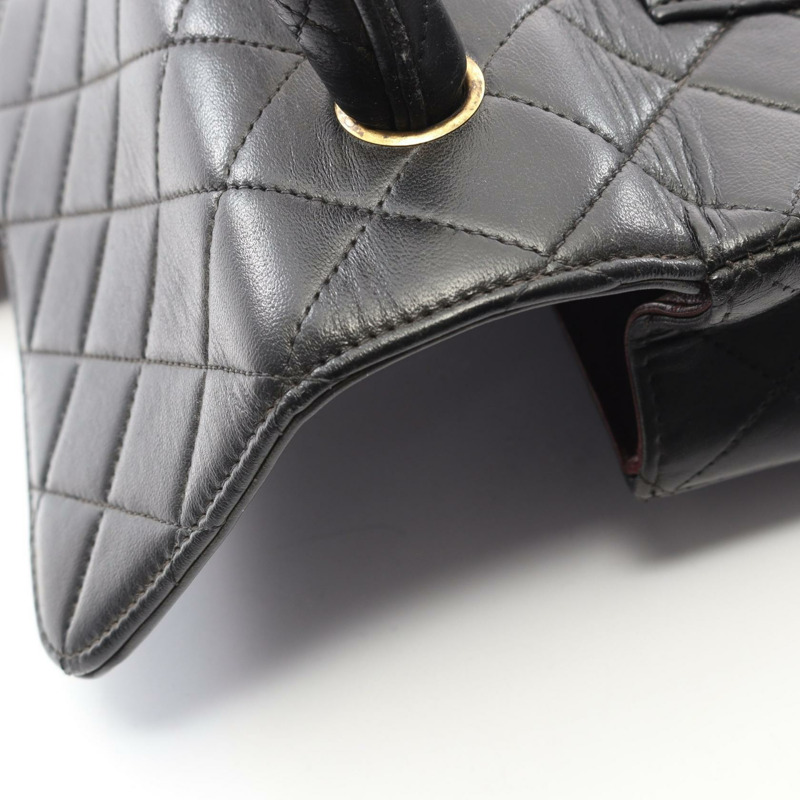 香奈兒 (CHANEL) Matelasse 母子款手提包,羊皮材質,黑色,金色五金,二手,女士,CC Logo Coco-12
