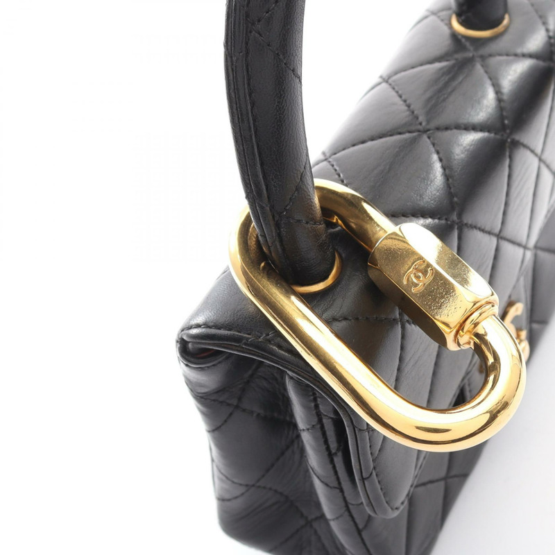 香奈兒 (CHANEL) Matelasse 母子款手提包,羊皮材質,黑色,金色五金,二手,女士,CC Logo Coco-13