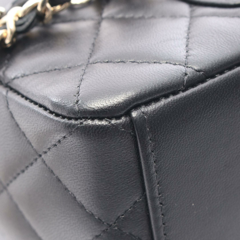 香奈兒 (CHANEL) Matelasse 鏈條雙肩包 AP3753 黑皮 GHW 二手 女士 CC-6