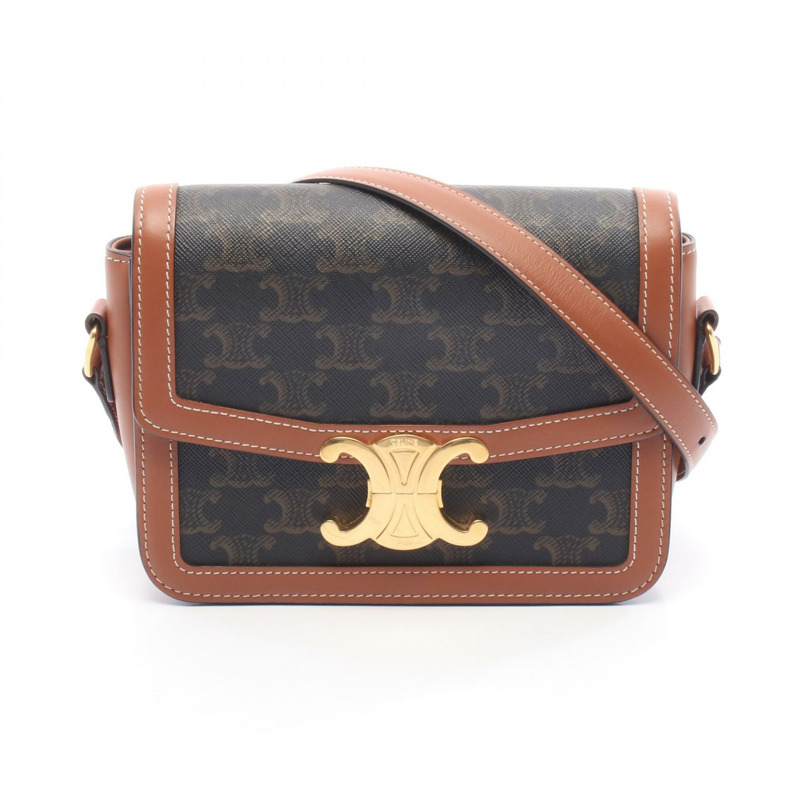 CELINE Teen Triomphe 肩斜背包 188882BZ4.04LU 帆布皮革 二手-0