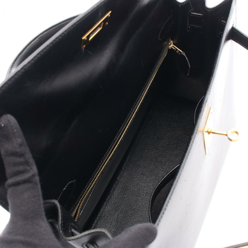 愛馬仕 Kelly 32 單肩手提包 Y Box 小牛皮 黑色 GHW 二手 女士-2