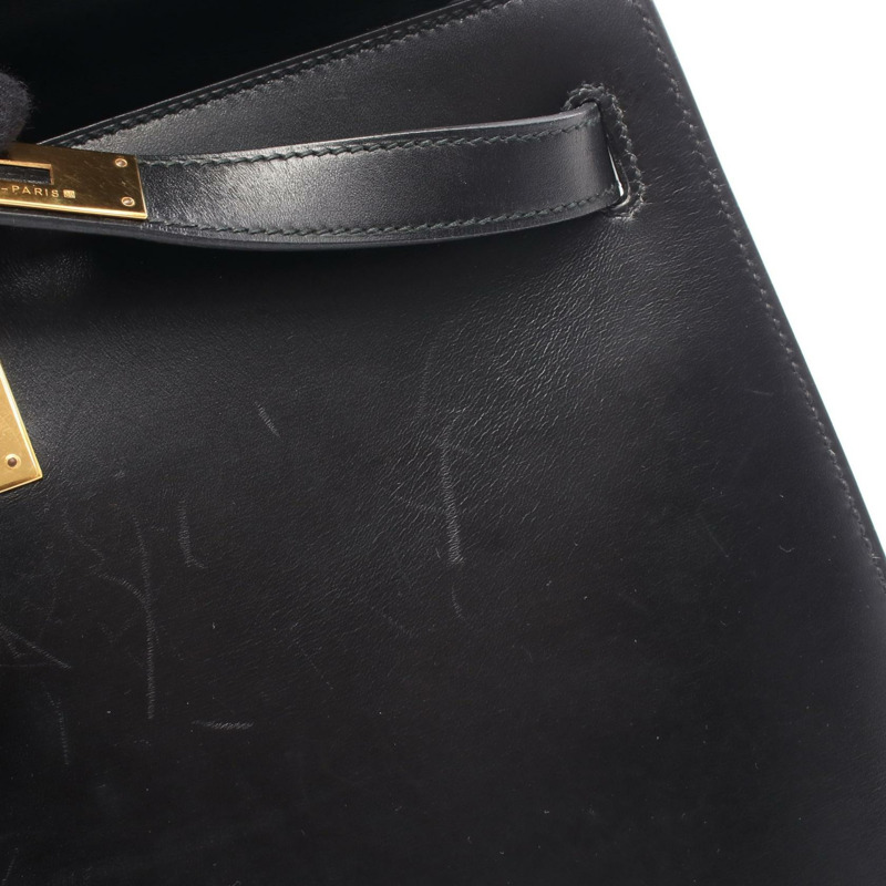 愛馬仕 Kelly 32 單肩手提包 Y Box 小牛皮 黑色 GHW 二手 女士-6