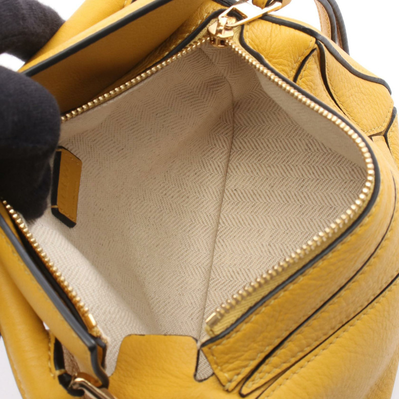 LOEWE Puzzle mini 2Way 斜背單肩手提包，黃色皮革，二手 Anagram-2