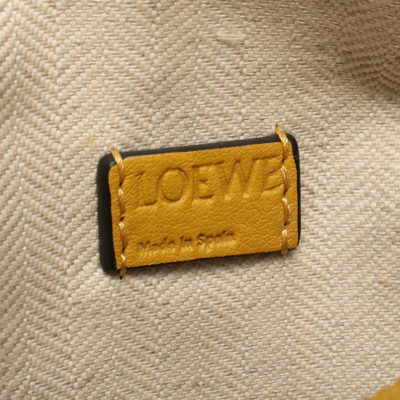 LOEWE Puzzle mini 2Way 斜背單肩手提包，黃色皮革，二手 Anagram-3