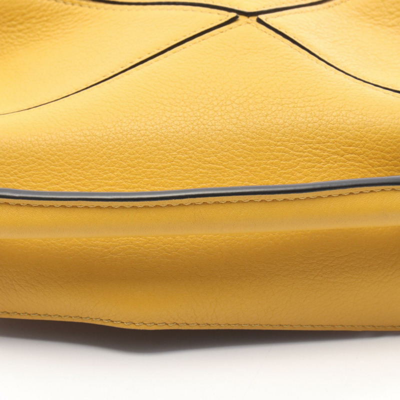 LOEWE Puzzle mini 2Way 斜背單肩手提包，黃色皮革，二手 Anagram-4