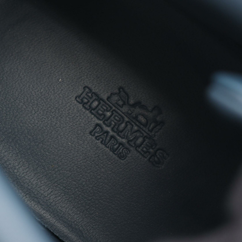 愛馬仕男士高筒帆布運動鞋,41.5碼,海軍藍,二手。-4