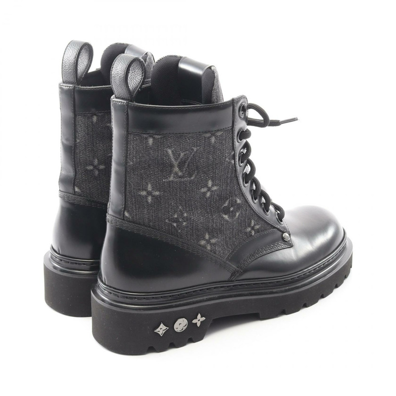 路易威登 LV Ranger Ancre 短靴 #6 Monogram 皮革牛仔布黑色二手-1