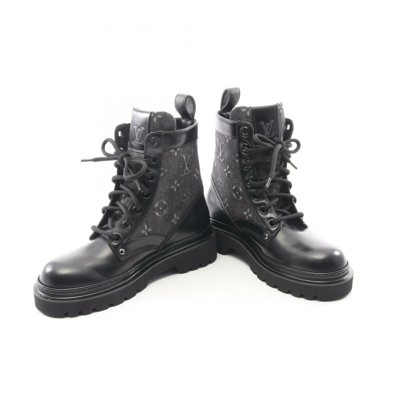 路易威登 LV Ranger Ancre 短靴 #6 Monogram 皮革牛仔布黑色二手-2