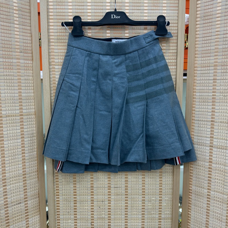 Thom Browne 暗紋四槓百褶裙 羊毛 王心凌同款 36碼 閒置 扣膜還在-0