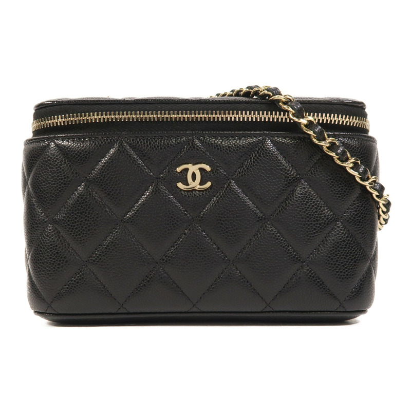CHANEL 牛皮皮革Vanity Case金扣鏈帶肩背袋-0