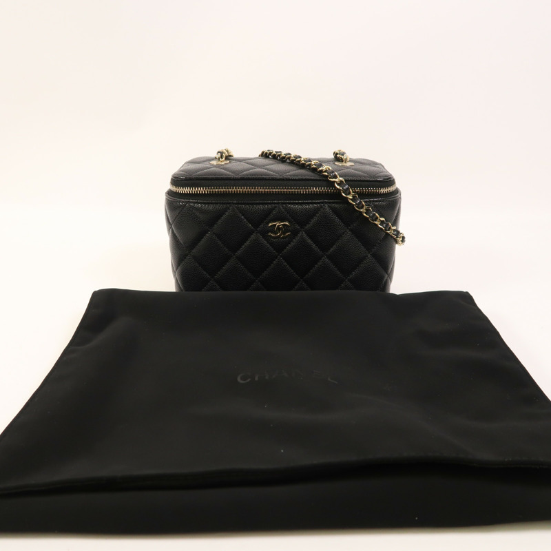 CHANEL 牛皮皮革Vanity Case金扣鏈帶肩背袋-8