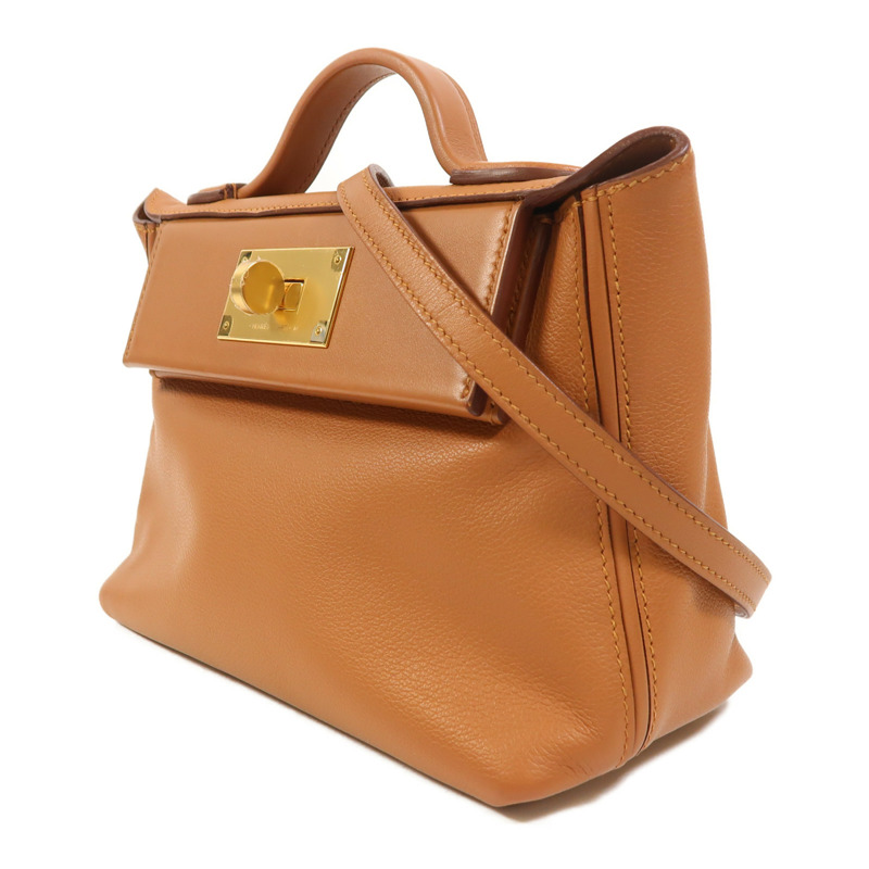 HERMES Evercolor皮革24/24 Mini金扣手挽肩背兩用袋Gold-2