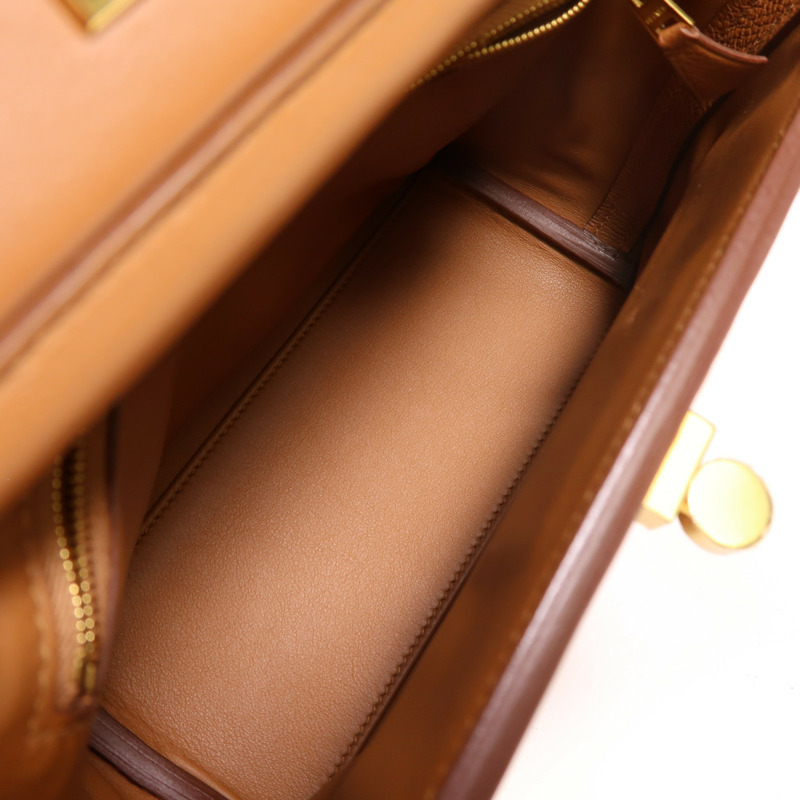 HERMES Evercolor皮革24/24 Mini金扣手挽肩背兩用袋Gold-4