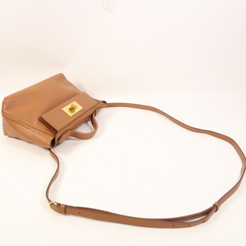 HERMES Evercolor皮革24/24 Mini金扣手挽肩背兩用袋Gold-7