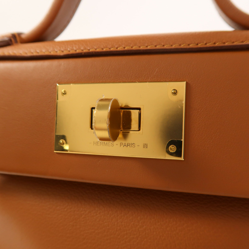 HERMES Evercolor皮革24/24 Mini金扣手挽肩背兩用袋Gold-8