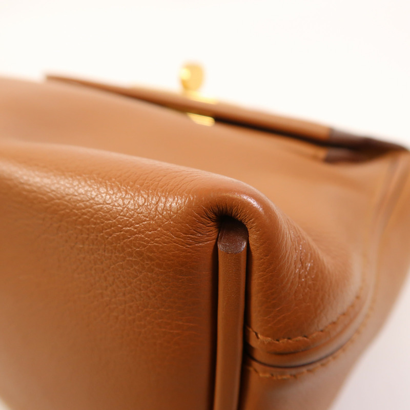 HERMES Evercolor皮革24/24 Mini金扣手挽肩背兩用袋Gold-9