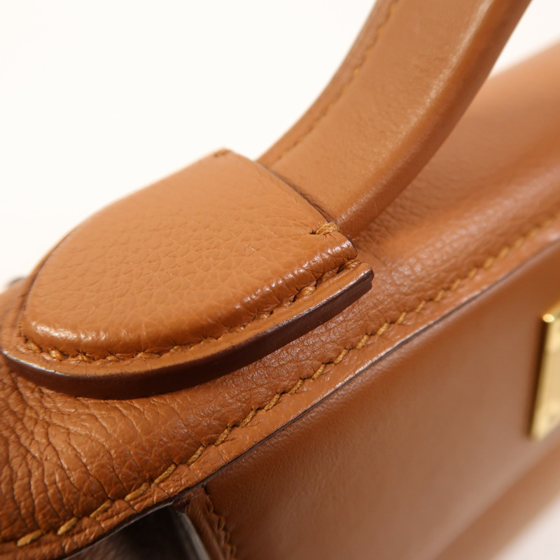 HERMES Evercolor皮革24/24 Mini金扣手挽肩背兩用袋Gold-14
